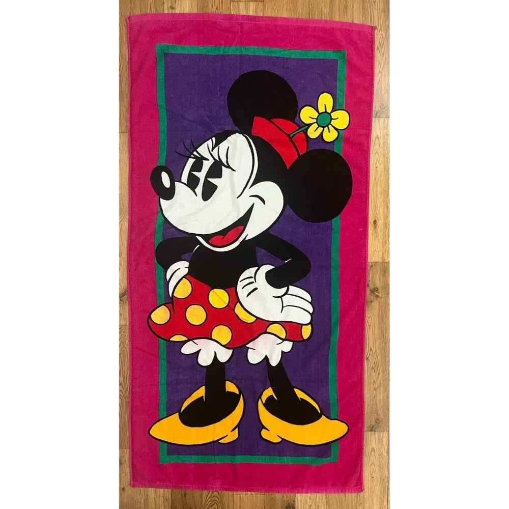 Vintage Franco Walt Disney Company All Cotton Minnie Mouse Beach Towel 30x60